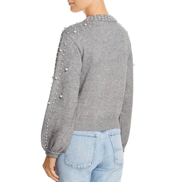 Lucy Paris Gemma Gray Faux Pearl Sweater XS - Picture 2 of 8